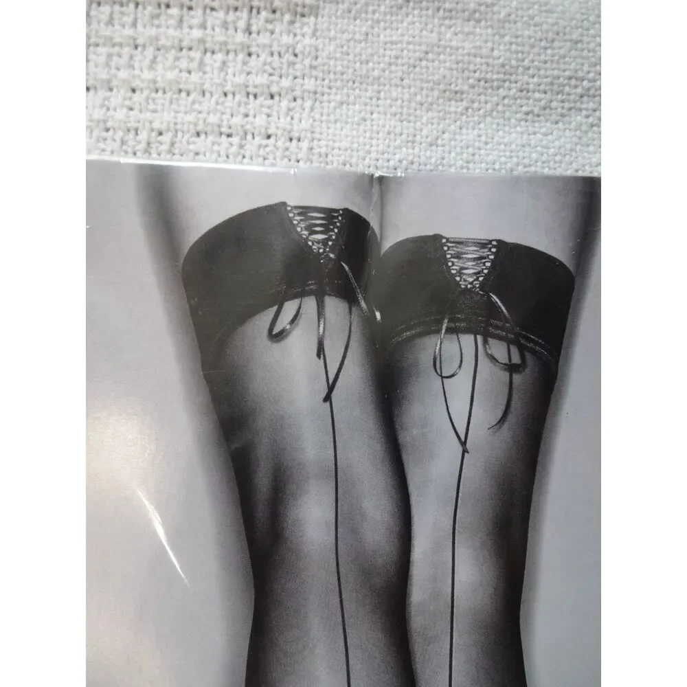 Victoria’s Secret ~ Black Corset Band Thigh High Hosiery ~ Medium NWT